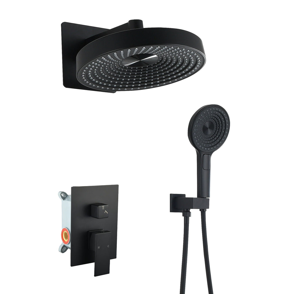 Matte Black Concealed Shower System with Dual Control Valve - Matte Black