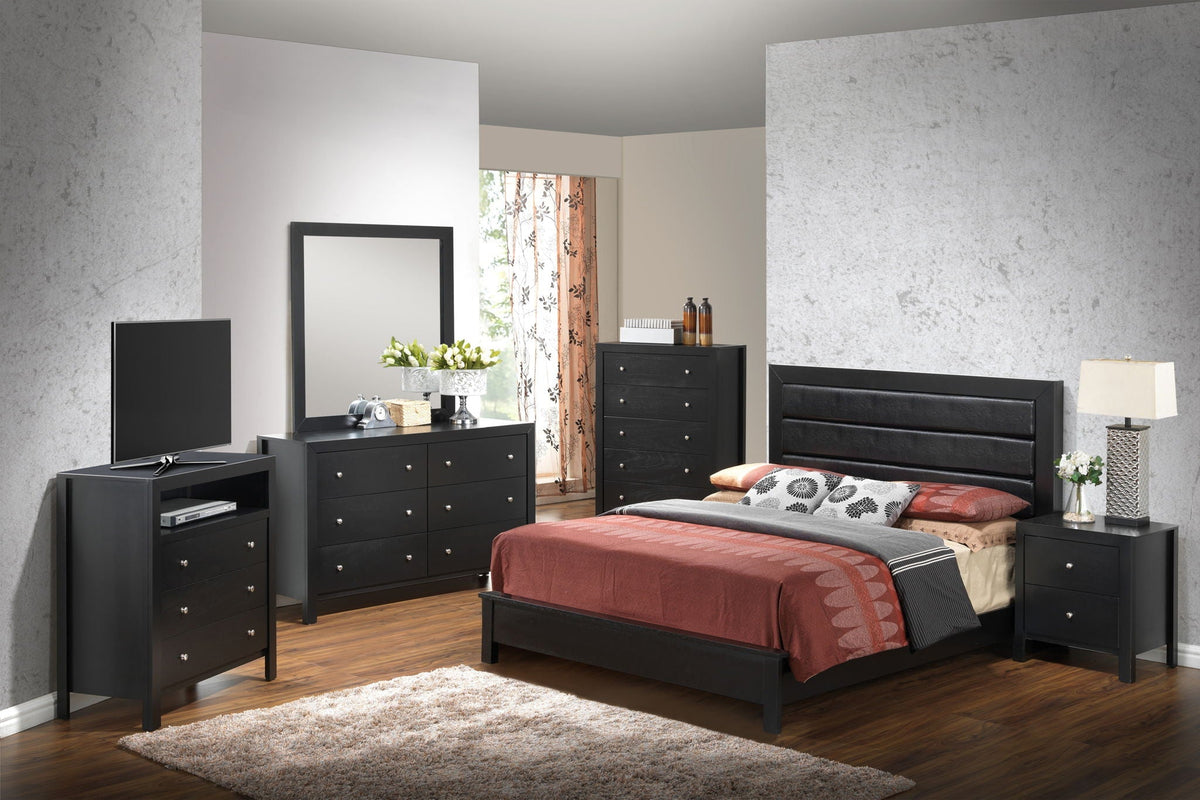 Transitional Modern Panel Bed with Wood Construction - Multiple Colors