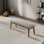 Ash Gray Upholstered Bench with Solid Wood Base - Ash Gray