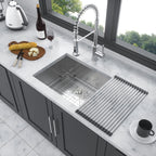 Modern Undermount Stainless Steel Kitchen Sink 16 Gauge, Deep Single Bowl - Gray