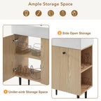 Bathroom Vanity with Single Ceramic Sink and Side Storage - Multiple Colors