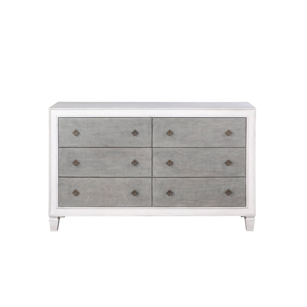 Katia Weathered Dresser with Full-Extension Drawers - White