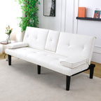 Foldable Sofa Bed with Cup Holder and Solid Wood Frame - Multiple Colors