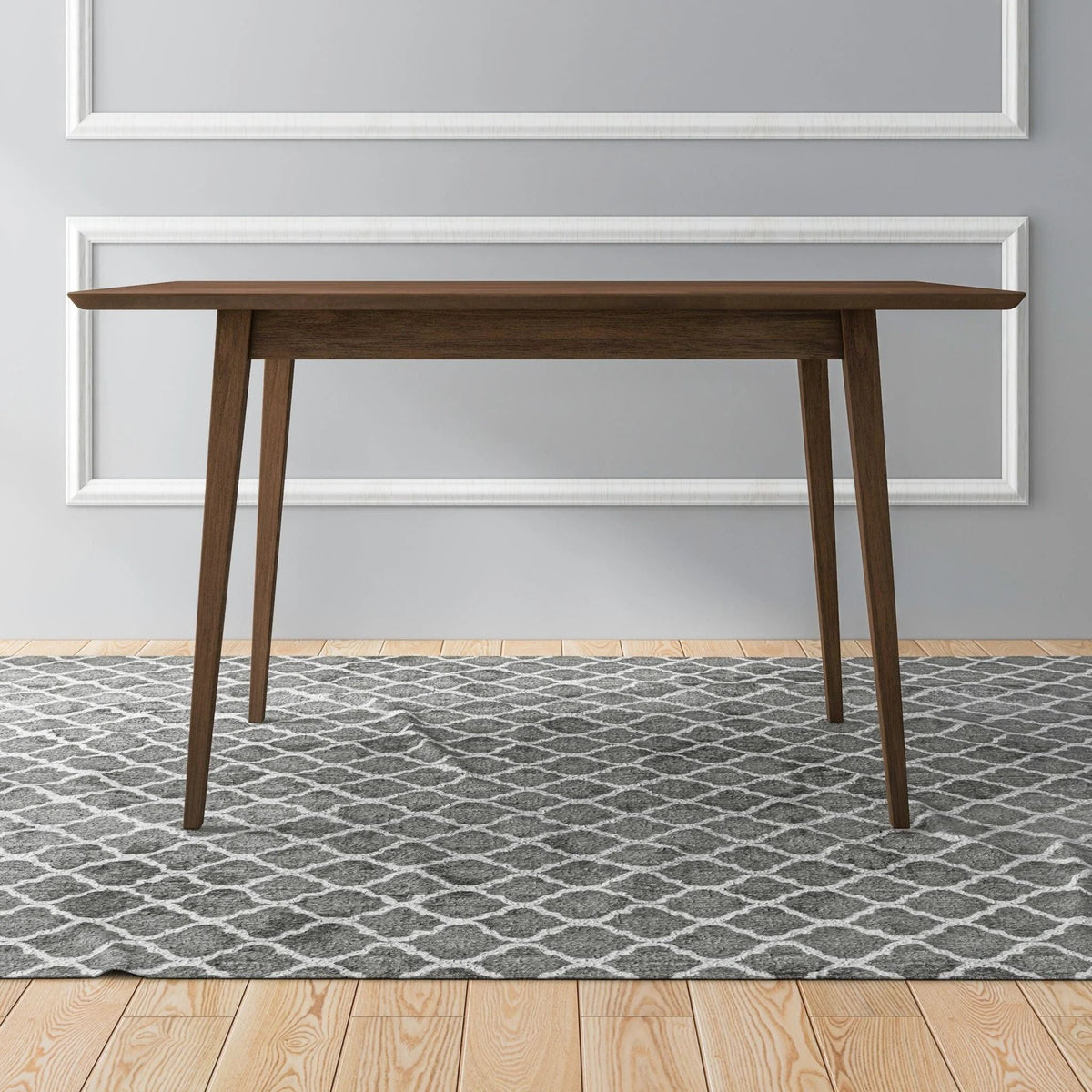 Modern Rectangular Dining Table with Solid Wood Construction - Dark Brown or White