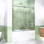 56-60"W Frameless Sliding Tub Shower Door with Tempered Glass - Brushed Nickel