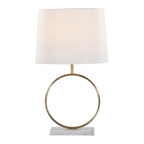 Contemporary Table Lamp with Marble Base and Linen Shade - White / Gold
