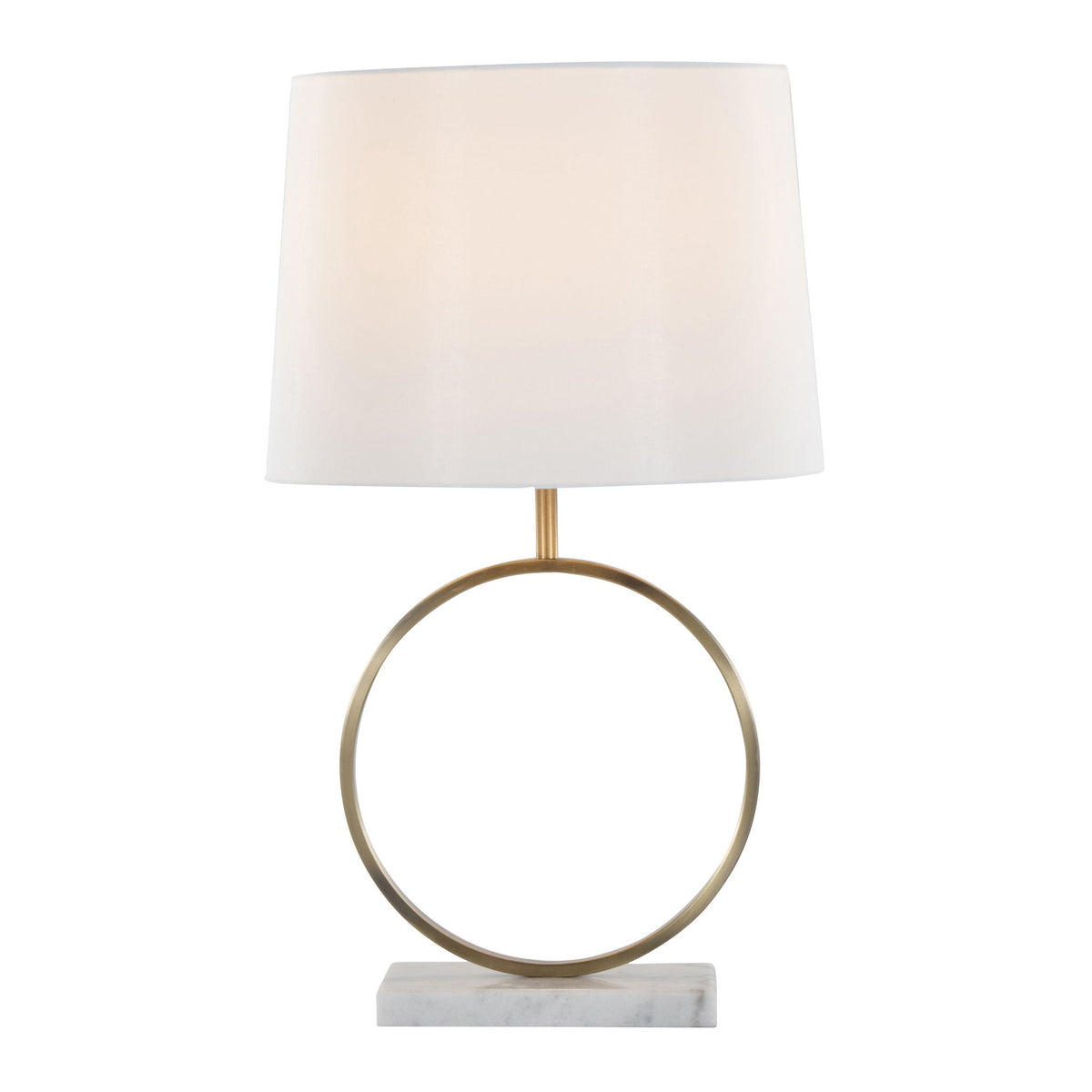 Contemporary Table Lamp with Marble Base and Linen Shade - White / Gold