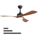 Ceiling Fan with Reversible DC Motor and Remote Control - White or Dark Brown