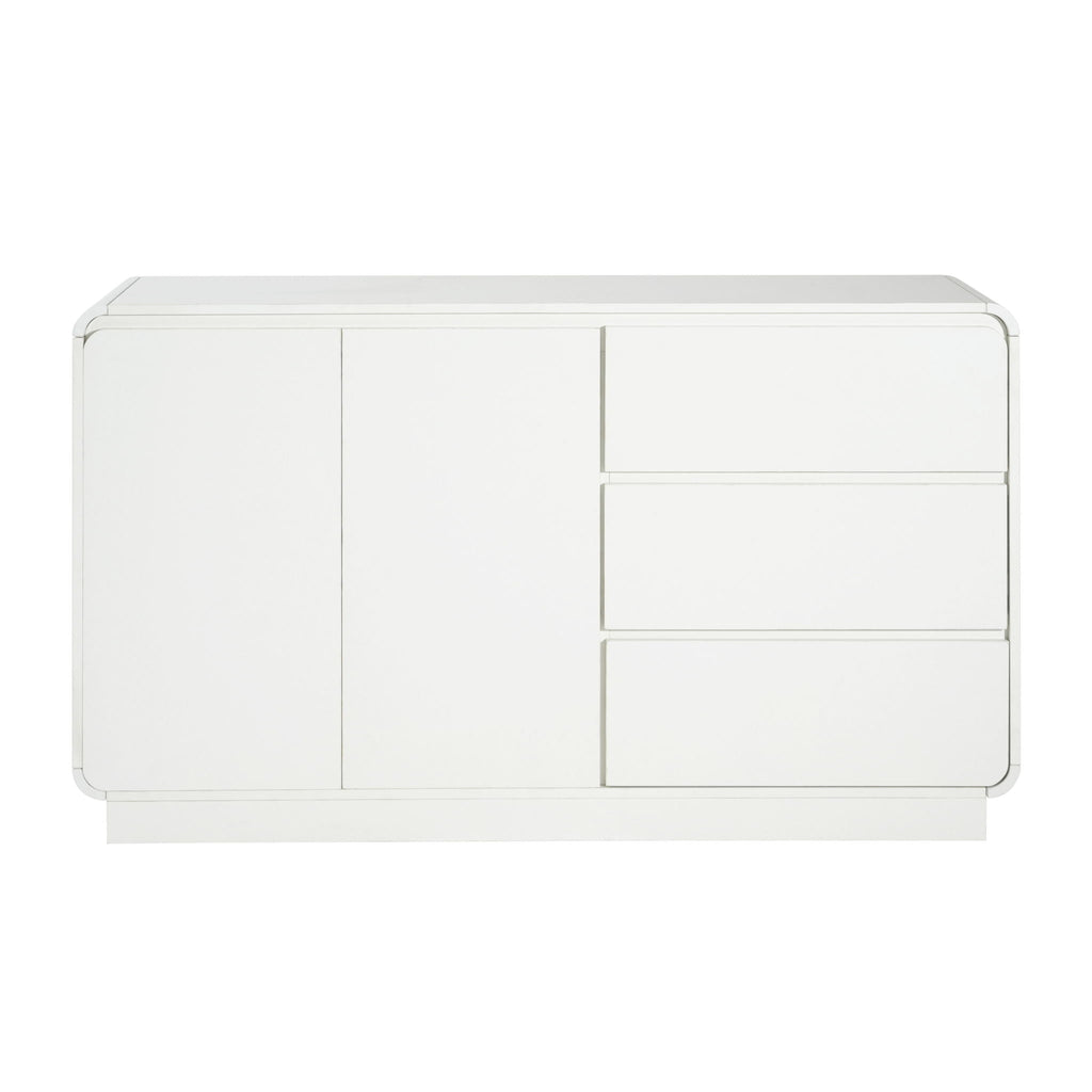 Wide Storage Sideboard with 2 Doors and 3 Drawers - White or Light Brown