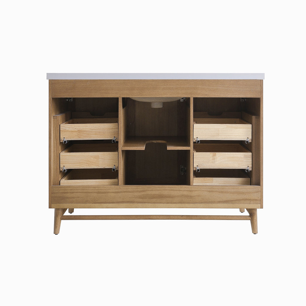 48" Freestanding Single Sink Bathroom Vanity with Solid Wood - Light Coffee