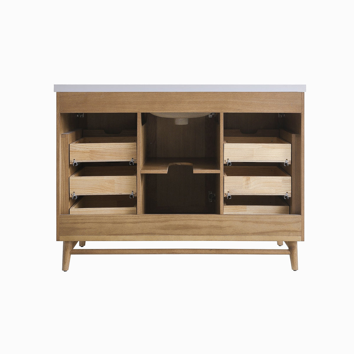 48" Freestanding Single Sink Bathroom Vanity with Solid Wood - Light Coffee