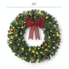 36 Inch Prelit Crestwood Spruce Christmas Wreath with Bow