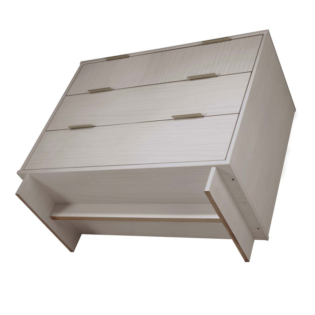 Solid Wood 3 Drawer Dresser with Ribbed Fronts - Multiple Colors