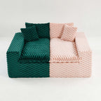 Luxury Multifunctional Sofa for Living Room with Adjustable Layout - Black, Dark Green, White, Pink