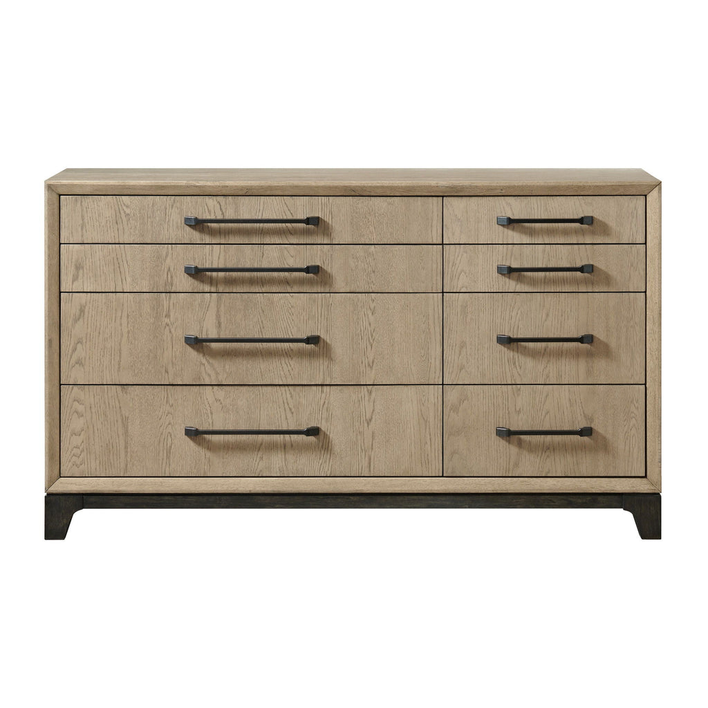 8 Drawer Dresser with Metal Pulls - Brown
