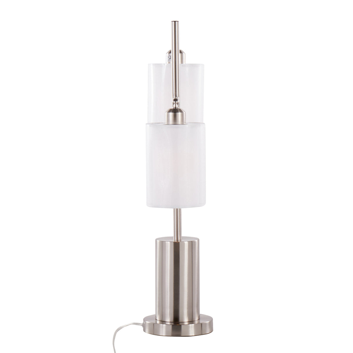 Cannes Contemporary Table Lamp with Adjustable LED Lighting - Nickel/White