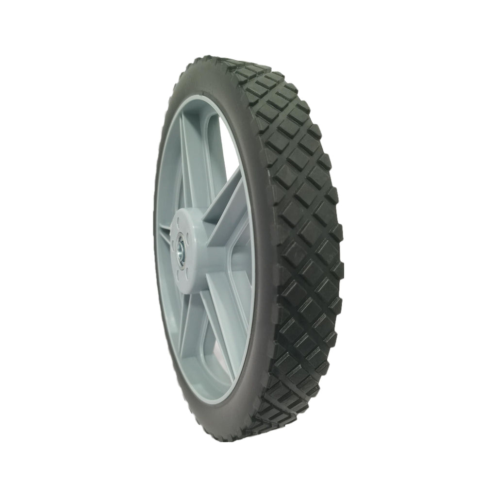 Universal 12" Spoked Plastic Wheel and Tire with Puncture-Proof Design - Black