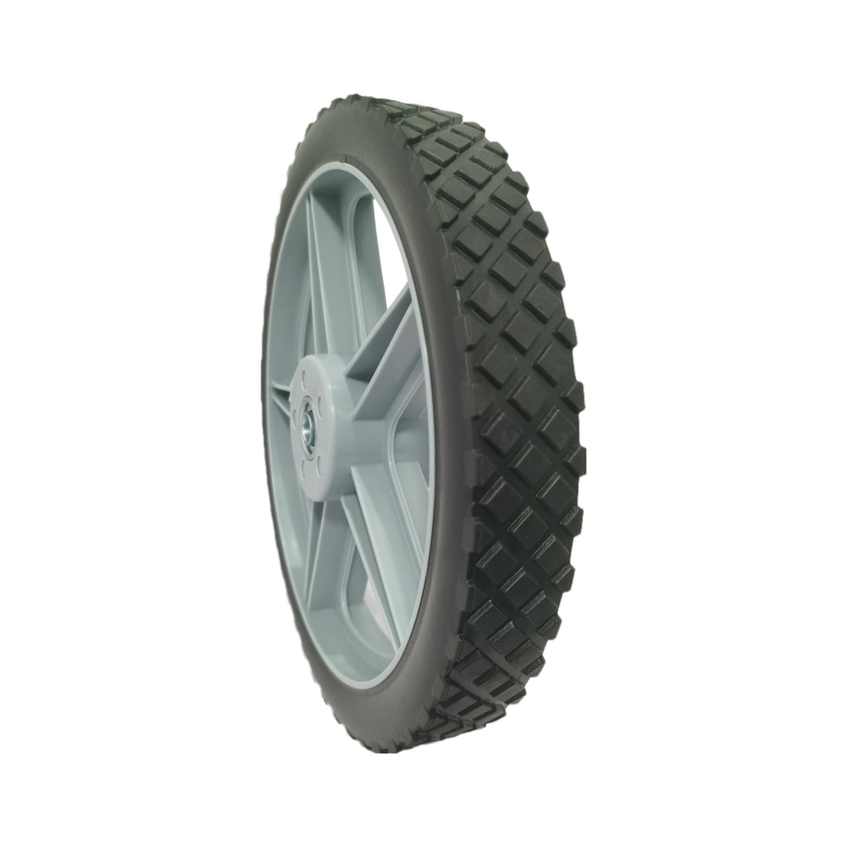 Universal 12" Spoked Plastic Wheel and Tire with Puncture-Proof Design - Black