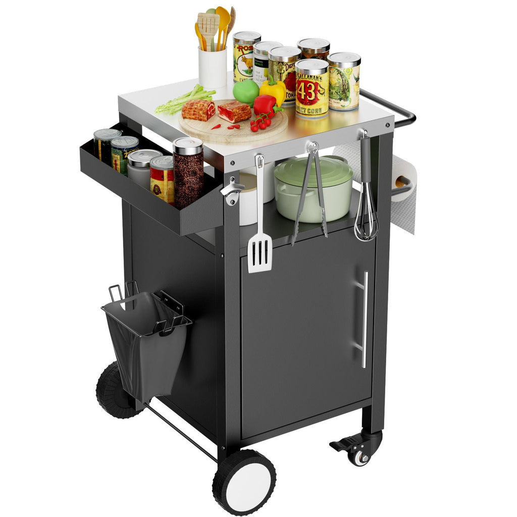 Outdoor Grill Cart With Storage, Rolling Bar Cart