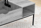 Lift-Top Coffee Table with Hidden Storage - Light Brown or Gray