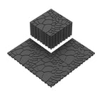 Stone Texture 12" Patio Deck Tiles with Interlocking Design - Polypropylene, 44 pcs