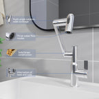 Bathroom Sink Faucet with Spray Function and Temperature Display - Black or Pearl Silver