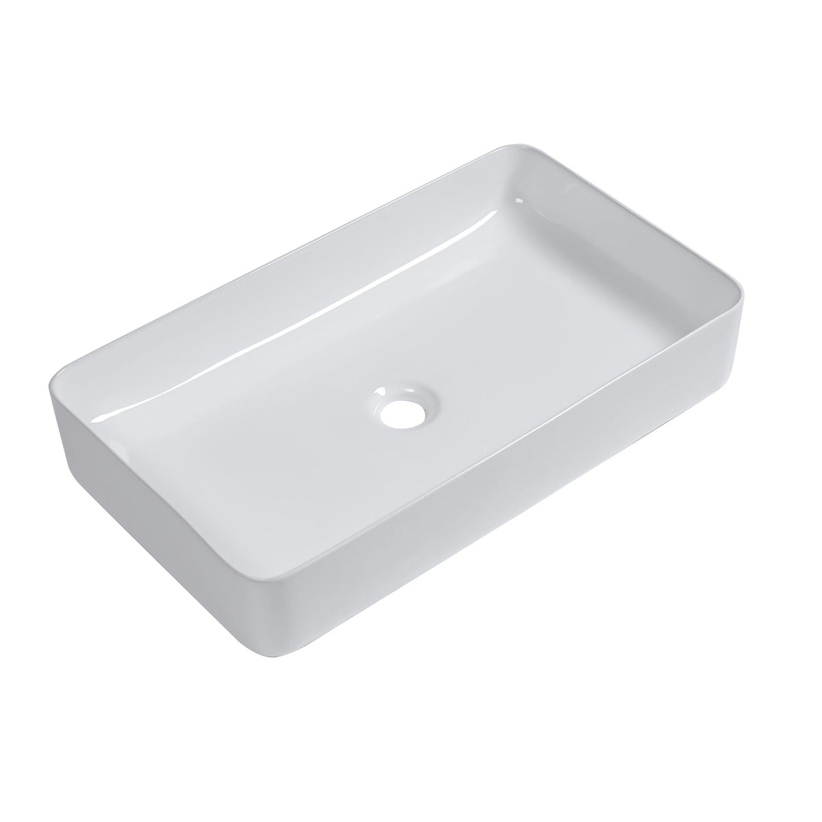 Modern Ceramic Rectangular Bathroom Vessel Sink with European Design - White or Black