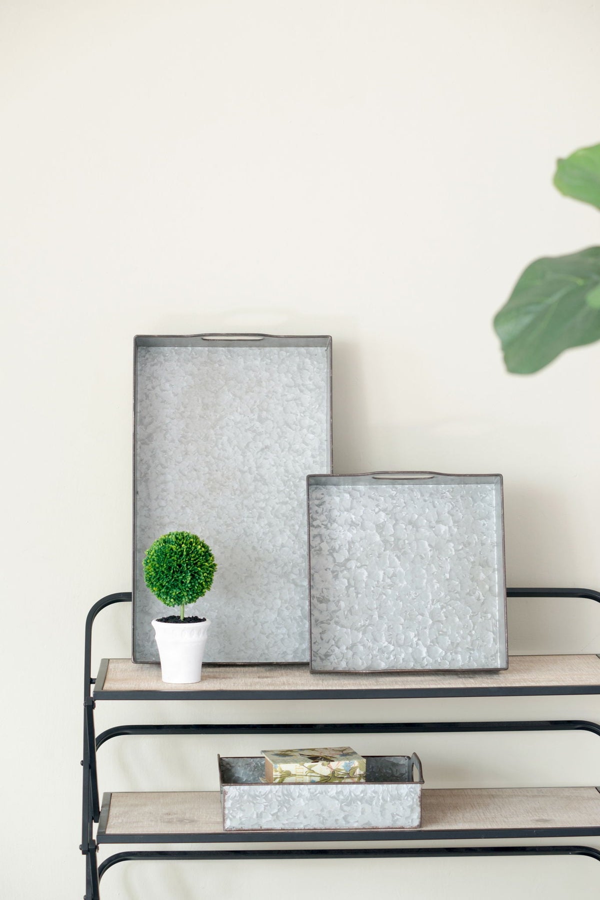 Decorative Galvanized Nesting Trays with Rustic Design - Gray