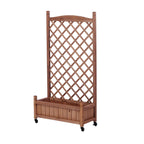 Raised Garden Bed with Trellis 2 Pack – Solid Wood Planter & Plant Stand, Brown
