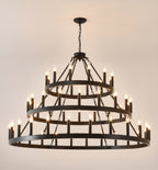 39.37 Inch 3-Tier Wagon Wheel Chandelier with 36 Lights - Matte Black