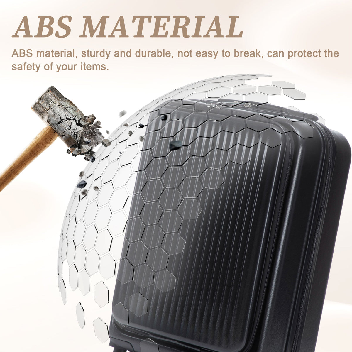 ABS Spinner Wheel Luggage Set with Cosmetic Case - Black
