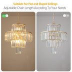 20' Modern Crystal Chandelier with 4-Tier Design - Gold
