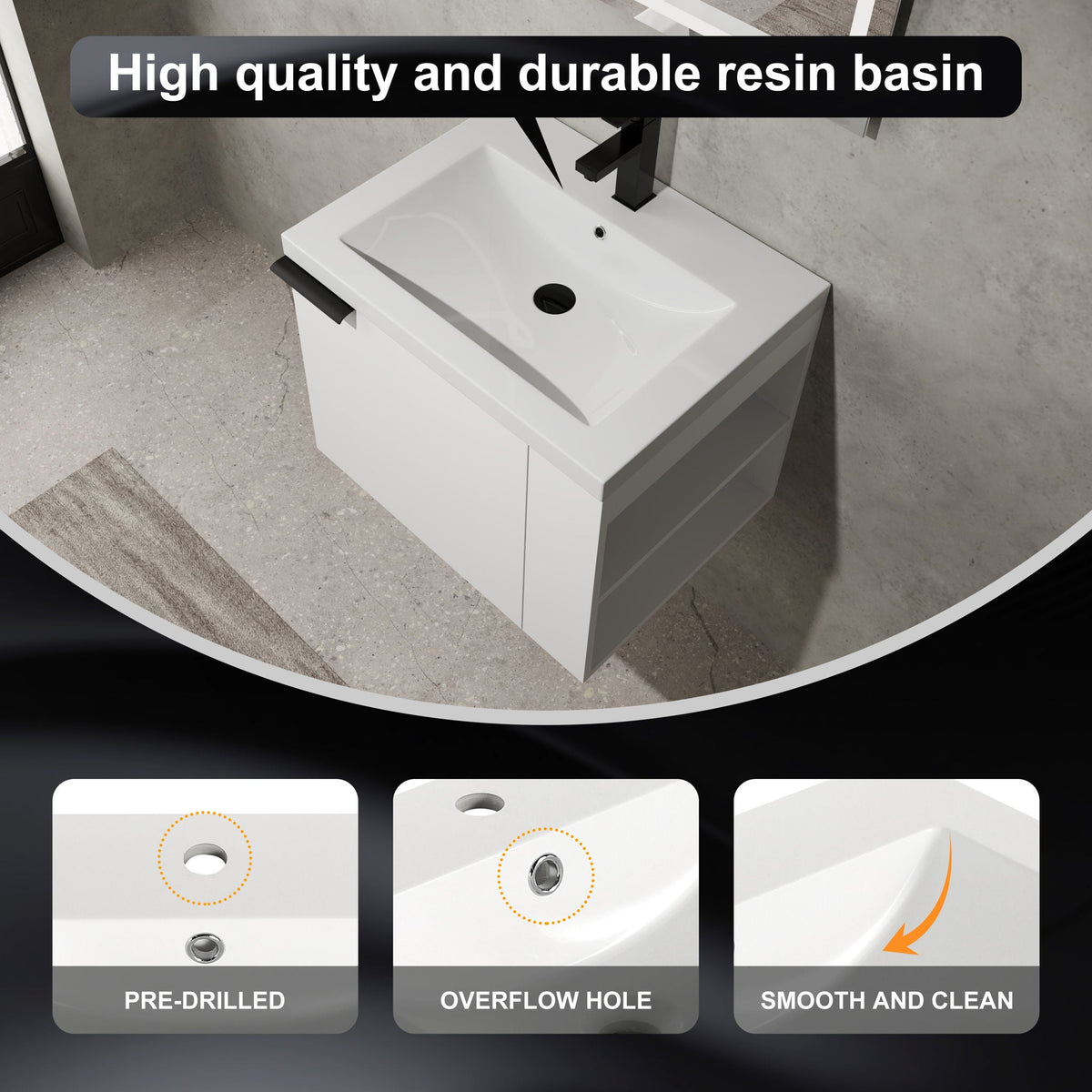 Modern Bathroom Vanity with Side Storage - Light Brown or White