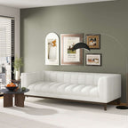 Mid Century Modern Sofa with Pet-Friendly Upholstery - White, Green, Orange