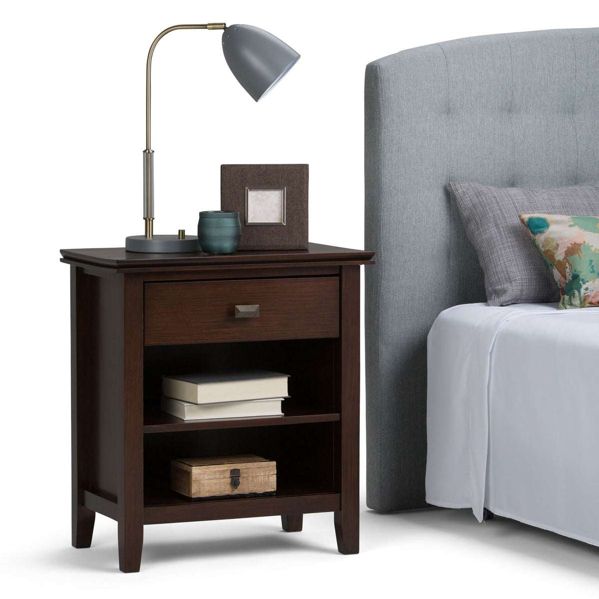 Handcrafted Bedside Table with Drawer and Shelf - Multiple Colors