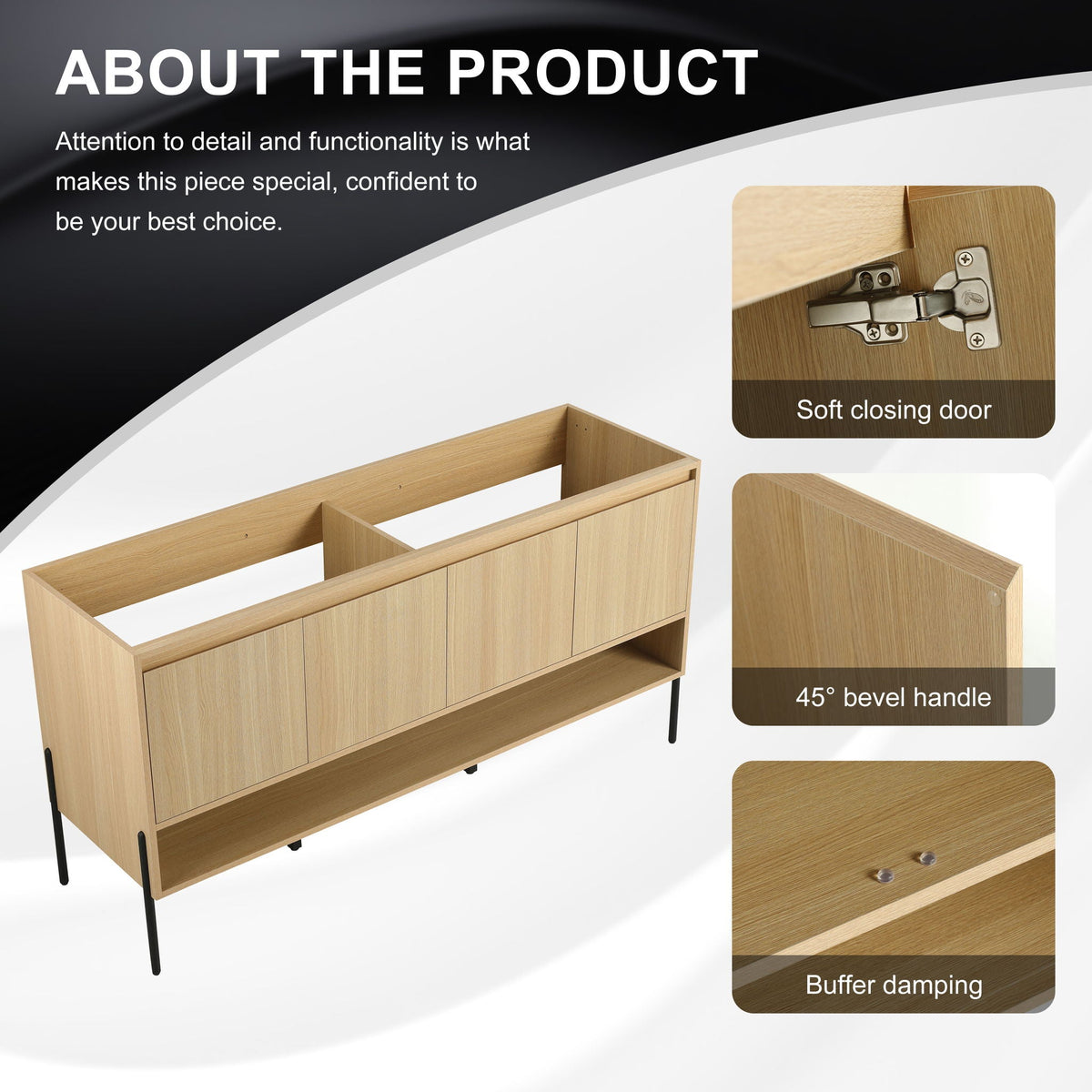 Freestanding Bathroom Vanity with Soft Close Cabinet Doors - Light or Dark Brown