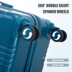 3-Piece ABS Spinner Wheel Luggage Set 20"/24"/28" Dark Blue