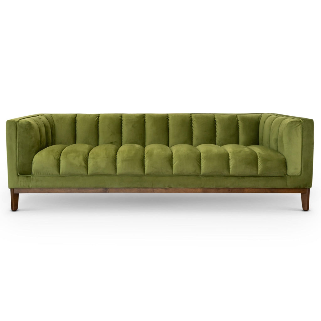 Mid Century Modern Sofa with Pet-Friendly Upholstery - White, Green, Orange