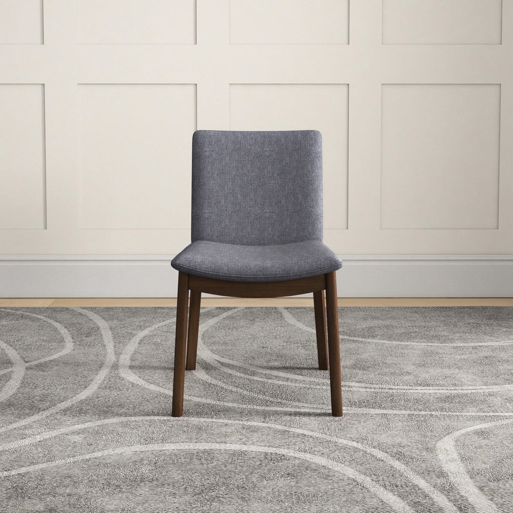 Mid-Century Modern Solid Wood Dining Chair Set with Fabric Upholstery - Multiple Colors