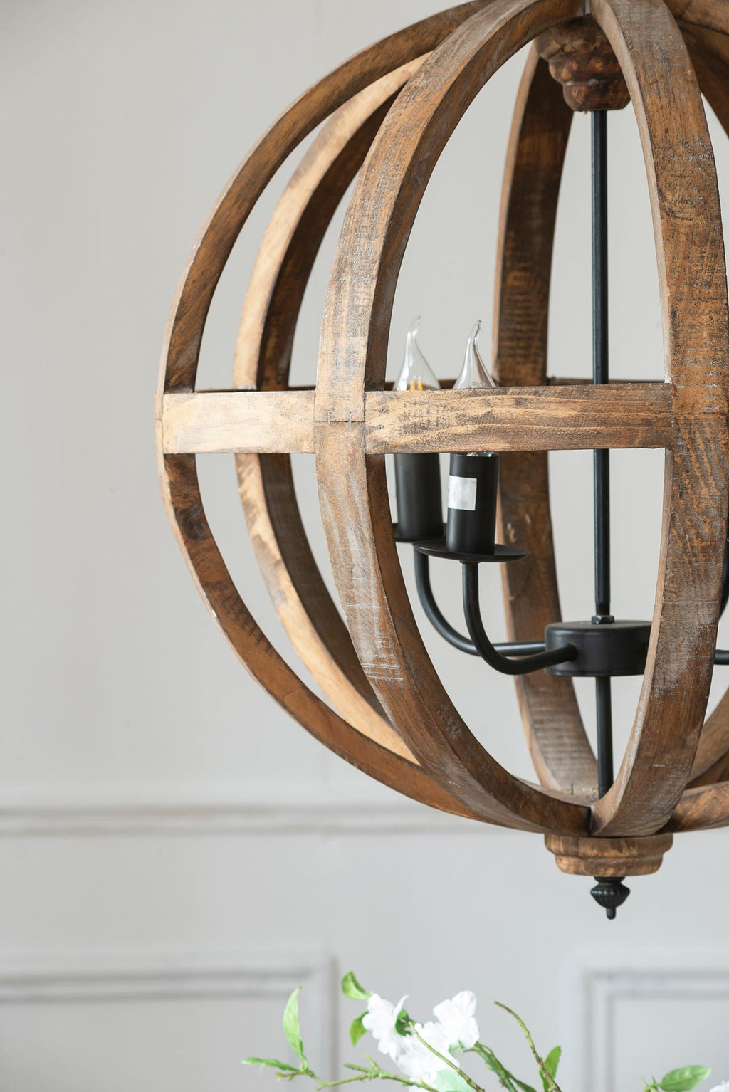 4 Light Wood Chandelier