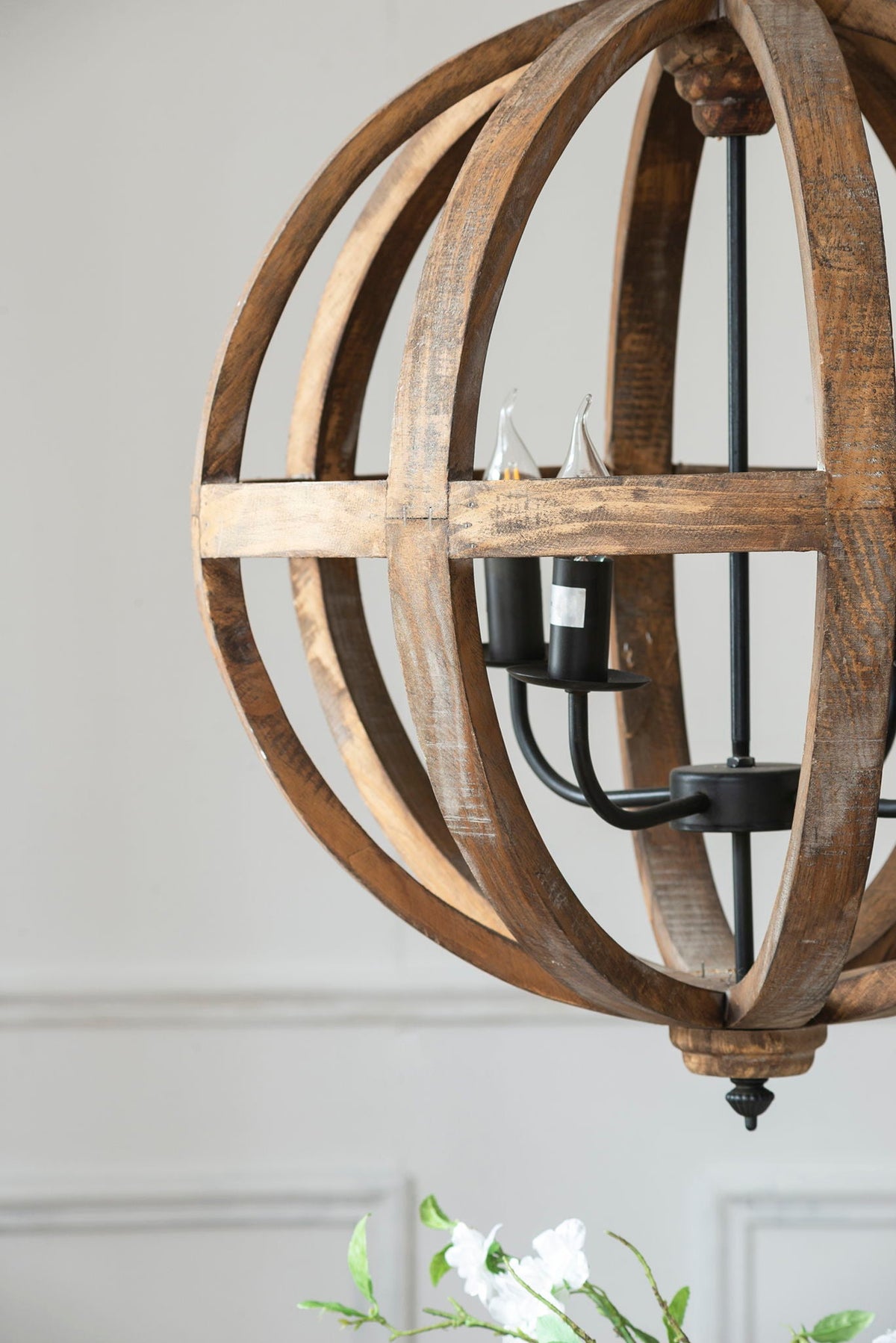 4 Light Wood Chandelier