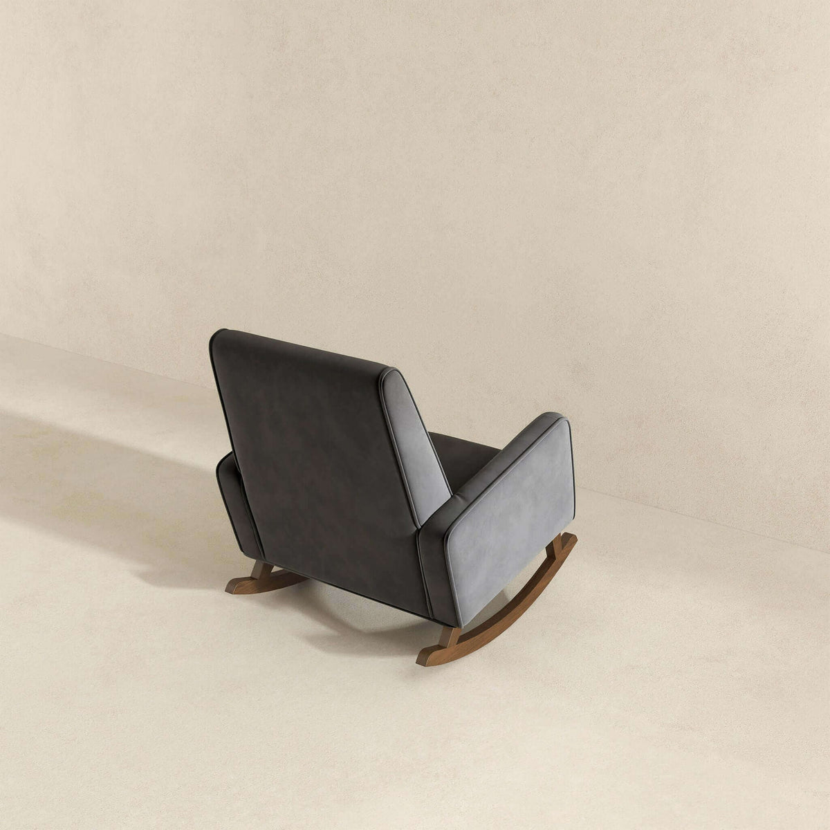 Mid-Century Modern Rocking Chair with High Density Foam Cushion - Dark Gray