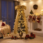 6FT Pre-Lit Flocked Christmas Tree with Real Pine Cones