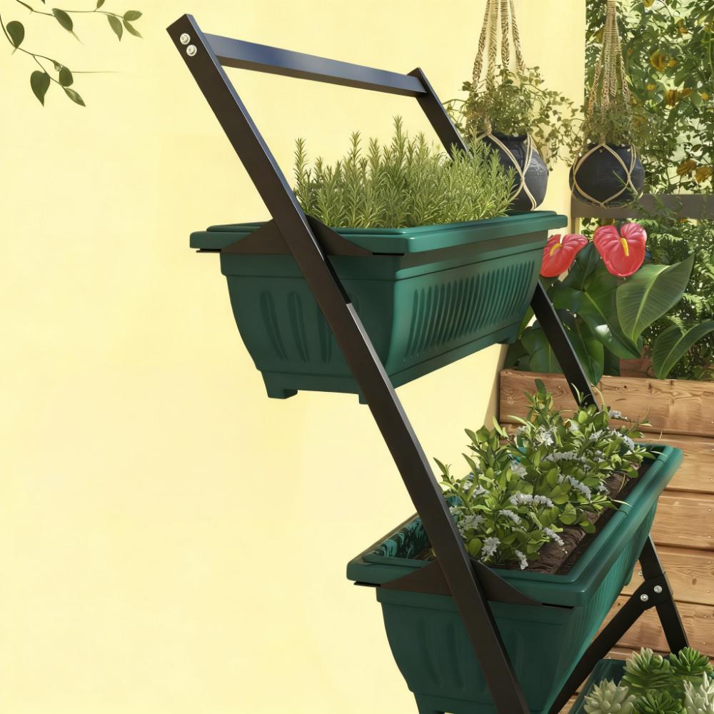 4-Tier Vertical Raised Garden Planter with 4 Boxes - Steel & Polypropylene