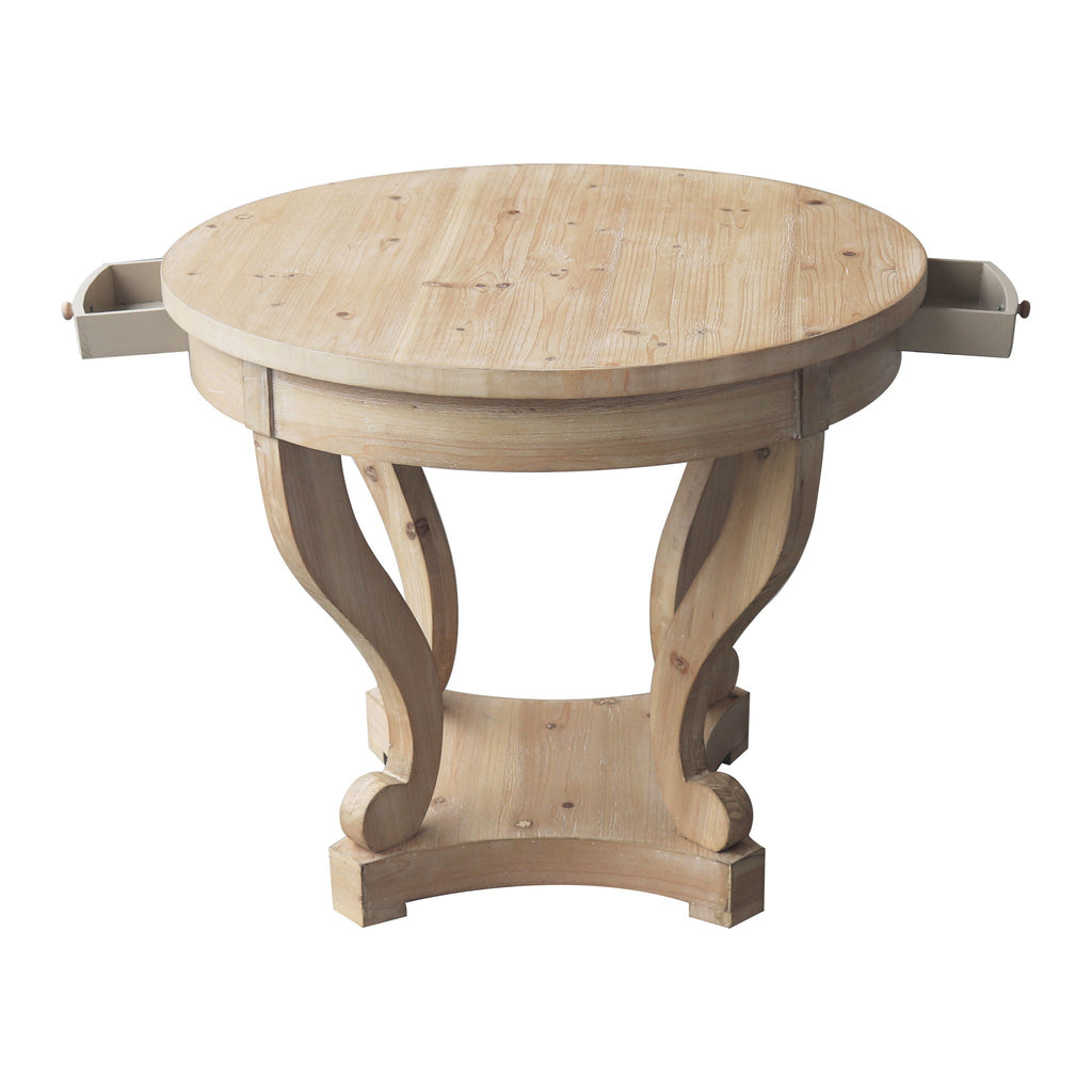 Natural Wood Grain Distressed Side Table with Curved Legs