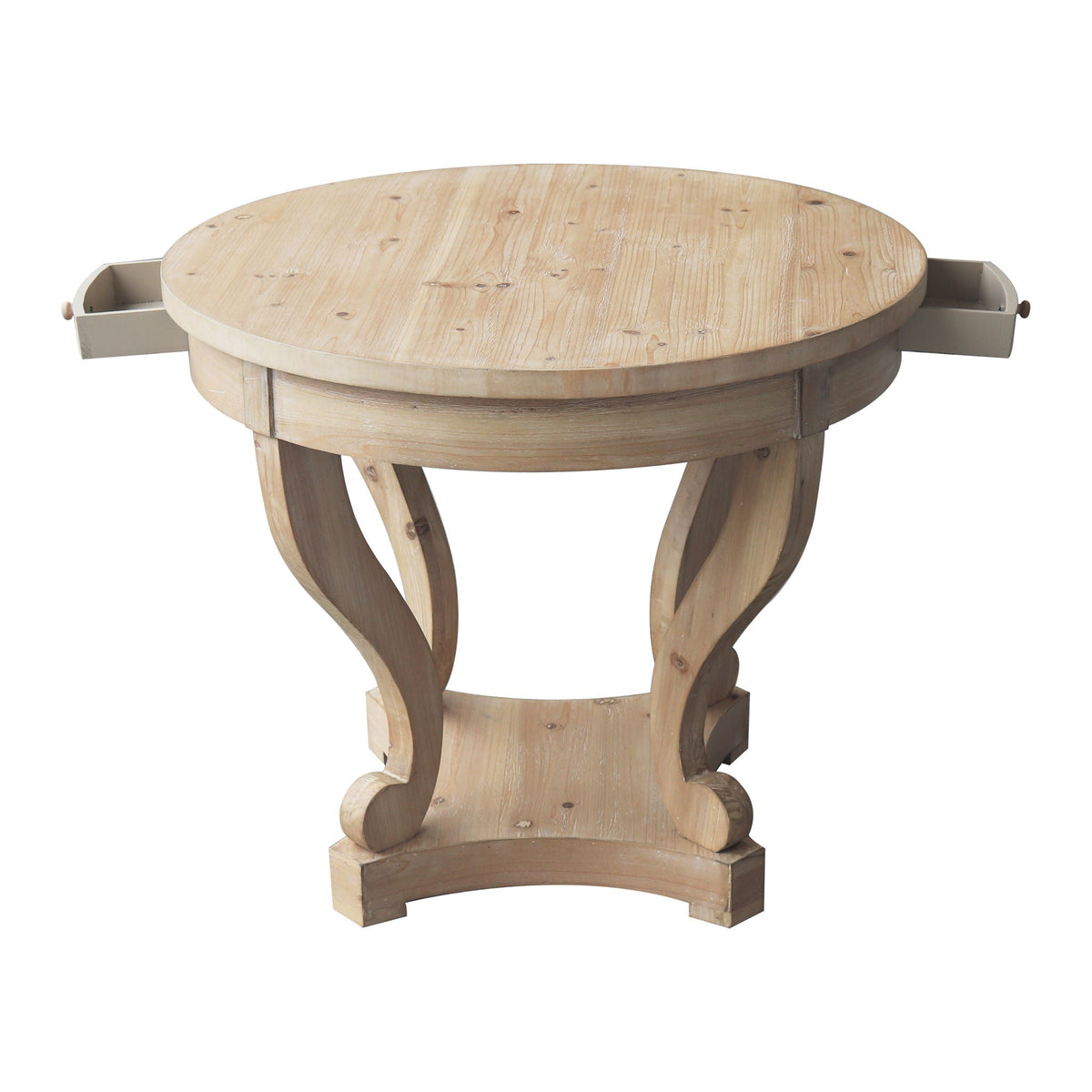 Natural Wood Grain Distressed Side Table with Curved Legs