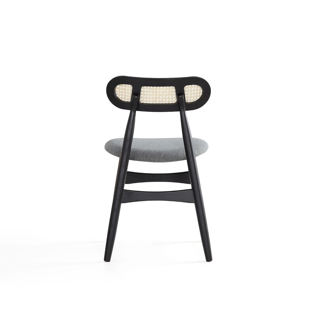 Dining Chair Set with Cane Backrest - Black or Light Brown