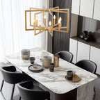 Modern Golden Geometric 8-Light Chandelier with Adjustable Suspension - Gold