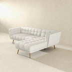 L Shape Sectional Sofa Tufted with Mid-Century Modern Design - Dark Gray or Beige