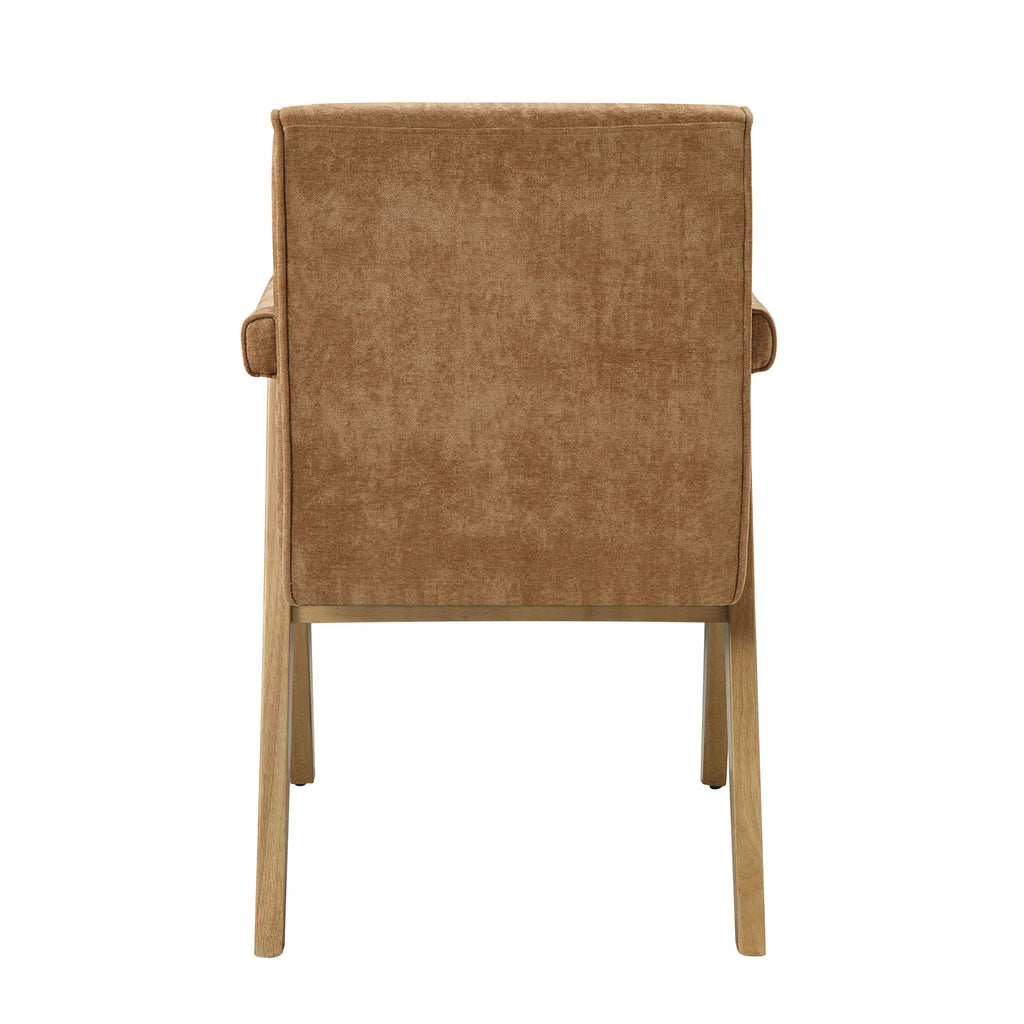 Zoey Dining Set with Rectangular Pedestal Table and Upholstered Chairs - Light Brown